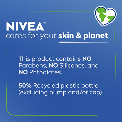 Close up of Nivea logo on firming body lotion bottle