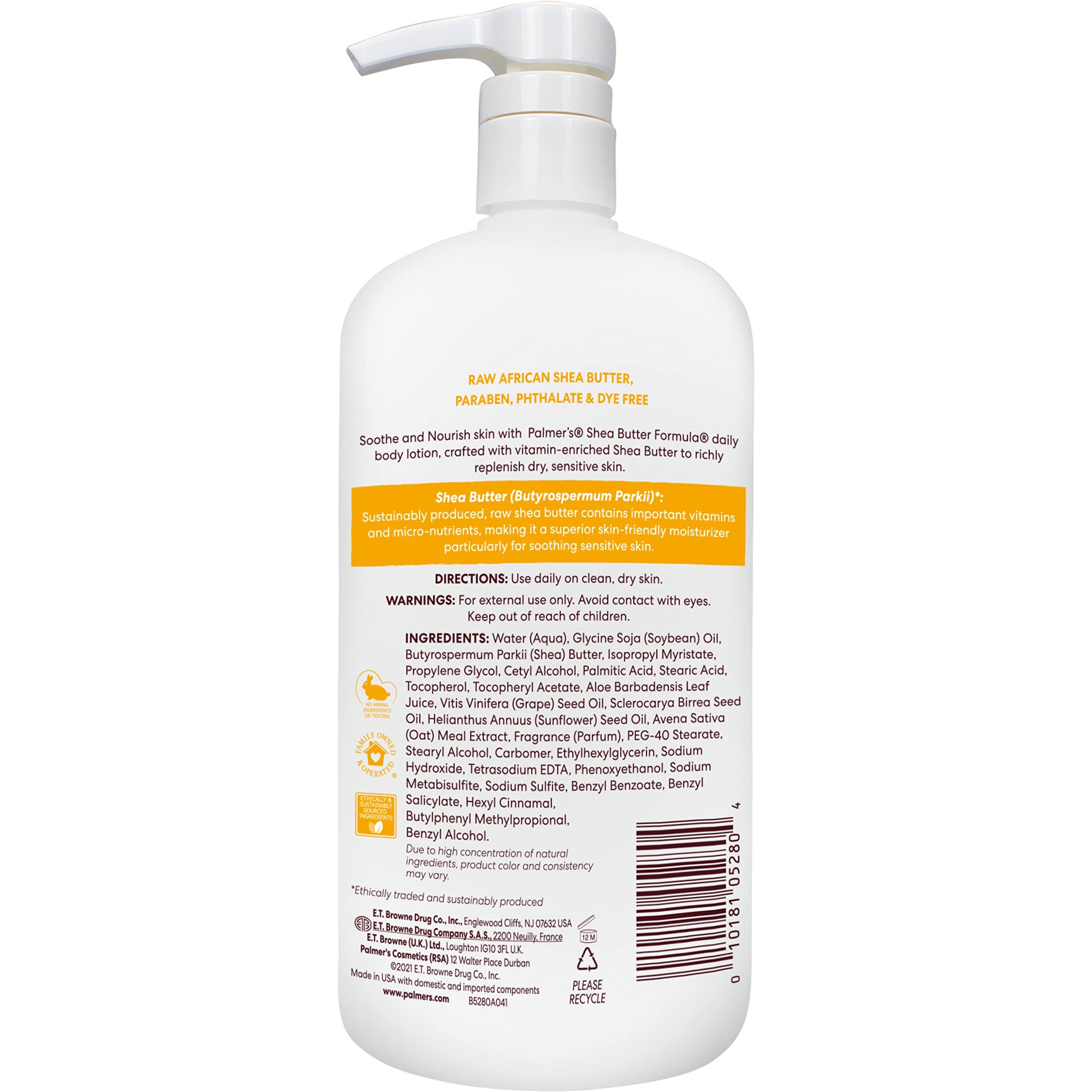Palmer's Raw Shea body lotion pump bottle packaging