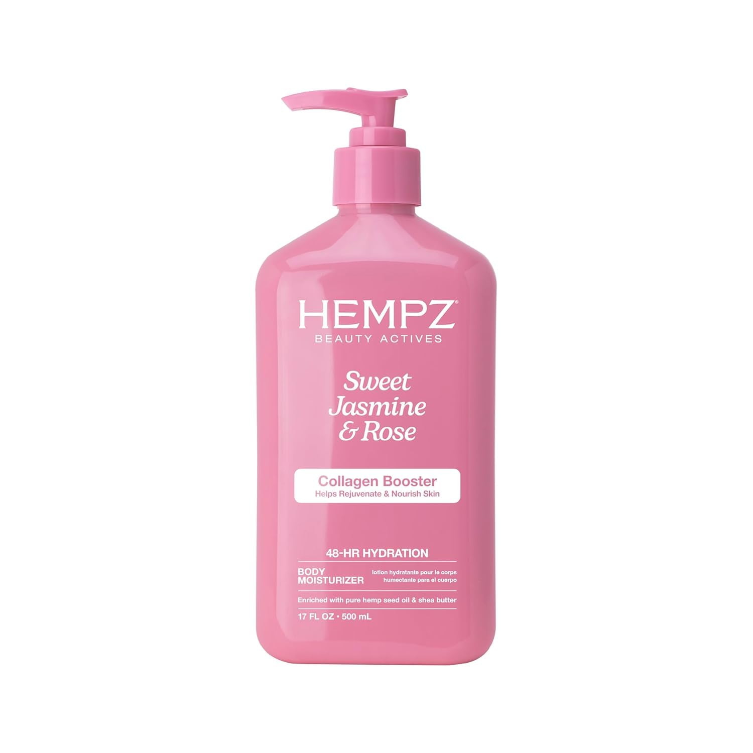 Close up of Hempz Sweet Jasmine and Rose lotion bottle label