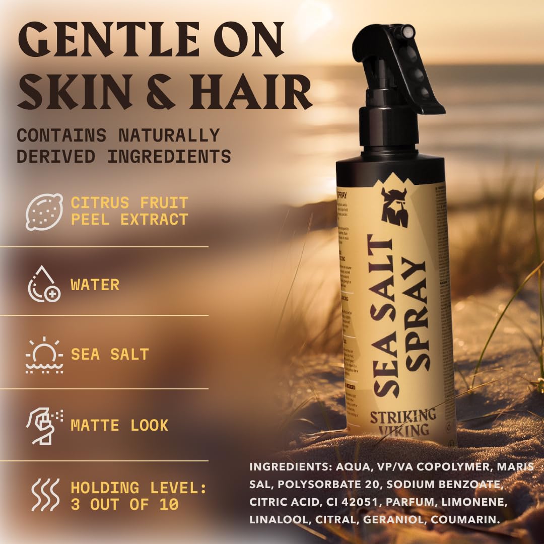 Striking Viking Sea Salt Spray branding and citrus scent label detail