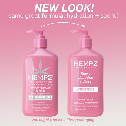 Hempz Sweet Jasmine and Rose moisturizer ingredients list on back of bottle
