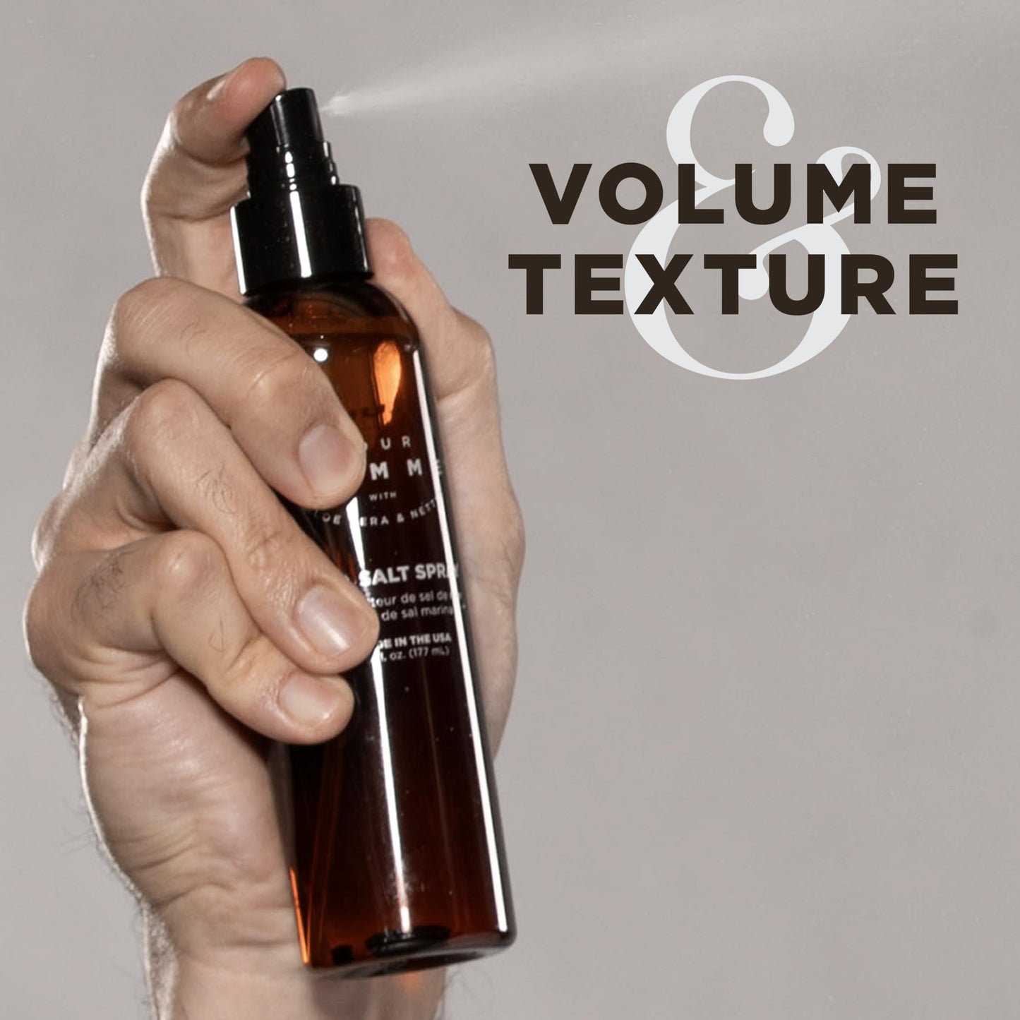 Lightweight volumizing hair spray for men with a fresh woody sandalwood scent