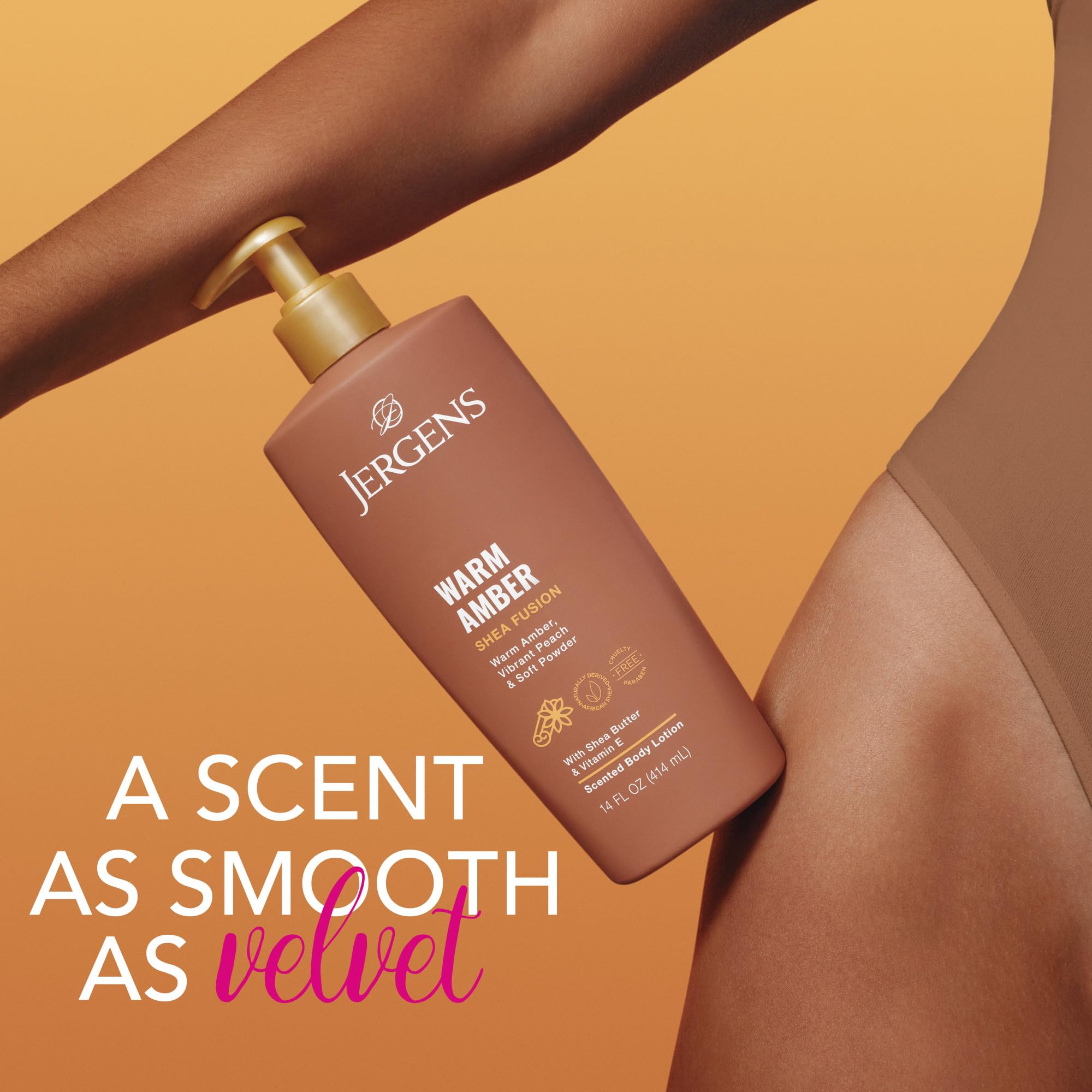 Textured shot of the creamy white formula of Jergens Shea Fusion with shea butter and vitamin e.