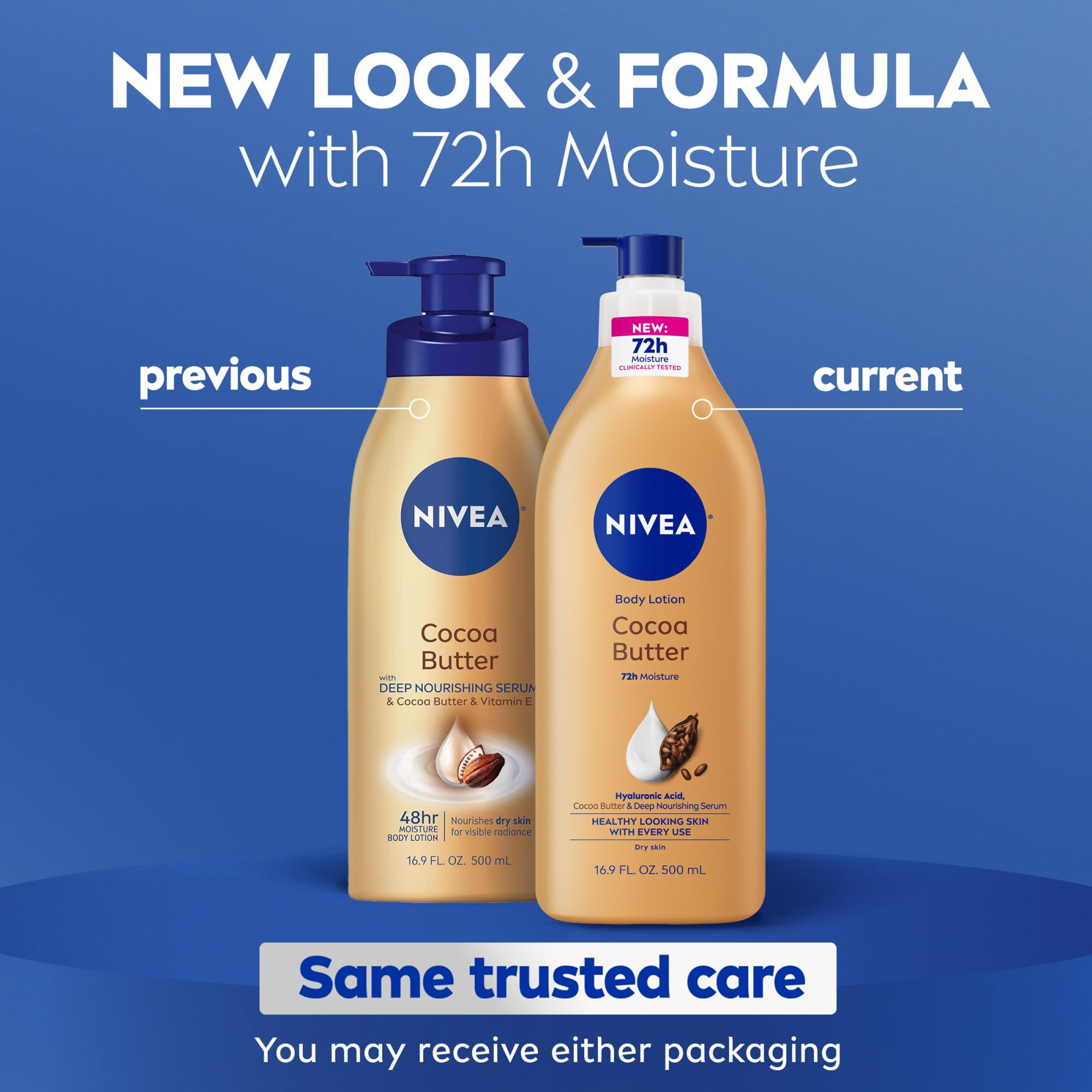 Nivea Cocoa Butter Body Lotion with Hyaluronic Acid bottle label