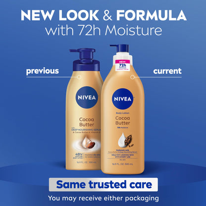 Nivea Cocoa Butter Body Lotion with Hyaluronic Acid bottle label