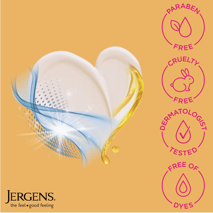 Back view of Jergens skin tightening lotion with ingredient list