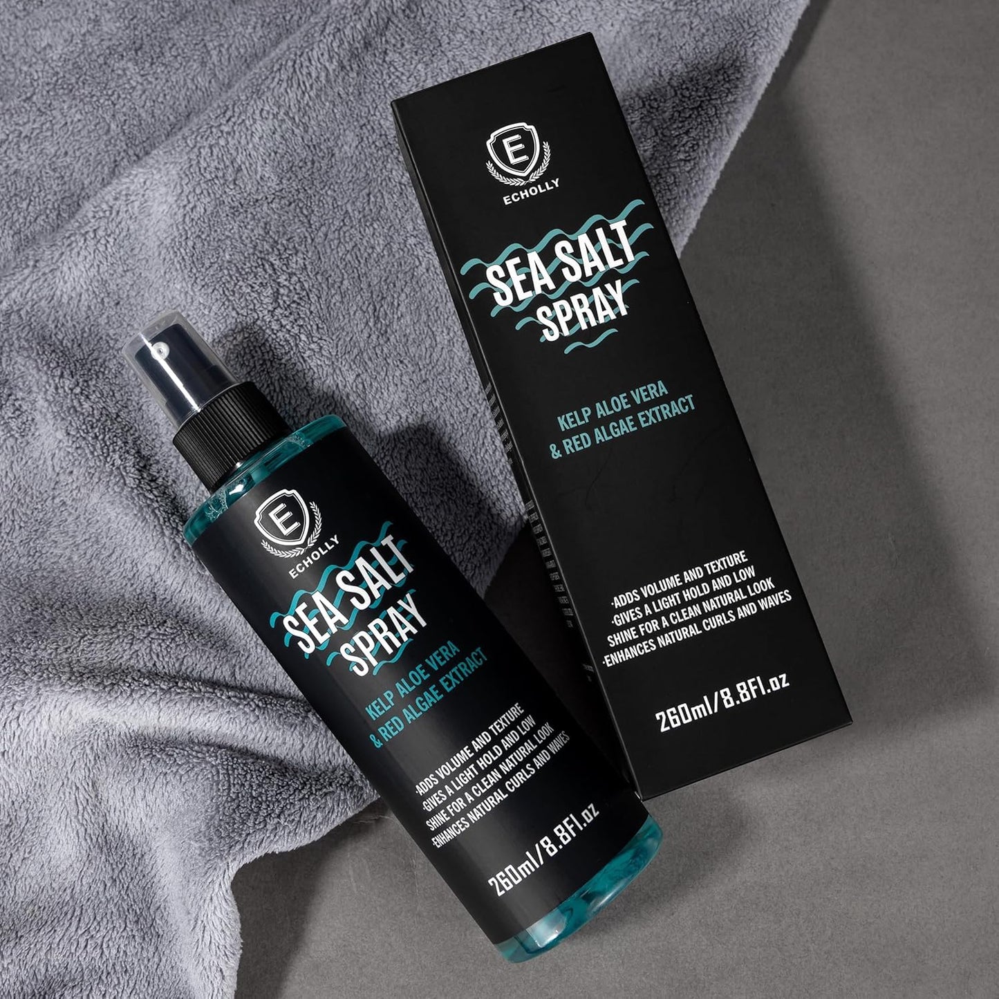 Premium matte finish sea salt mist for textured hairstyles packaging