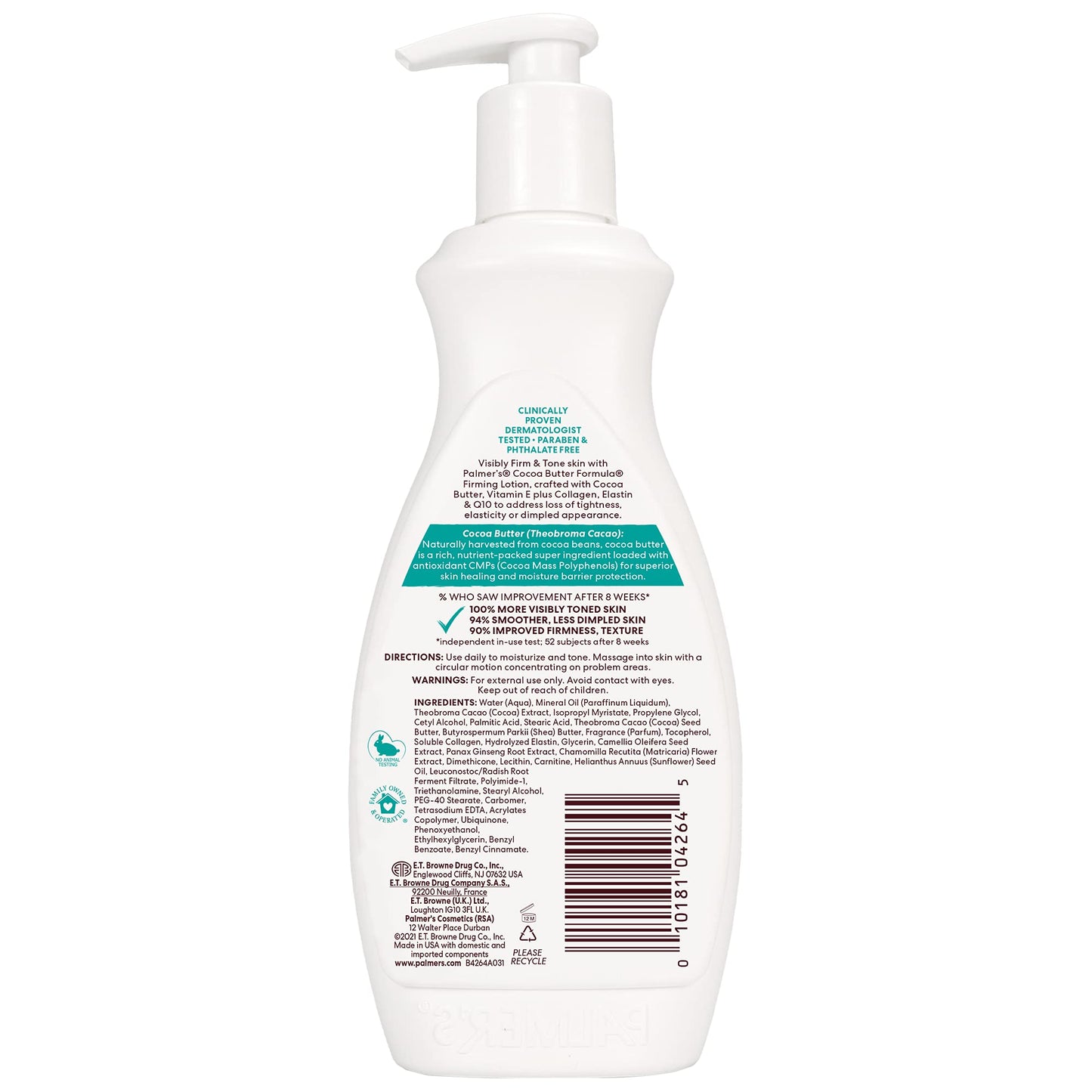 Close up of Palmer's firming lotion label showing key ingredients CoQ10 and collagen