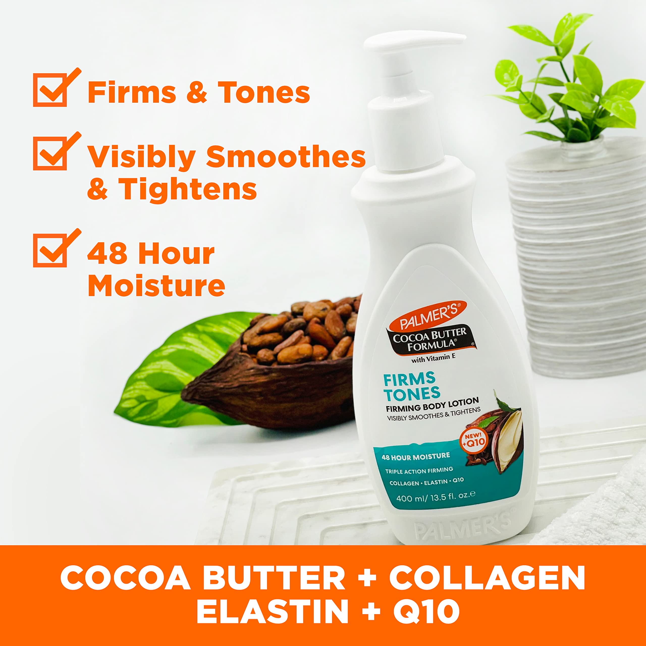 Back view of Palmer's Cocoa Butter Formula bottle with usage instructions