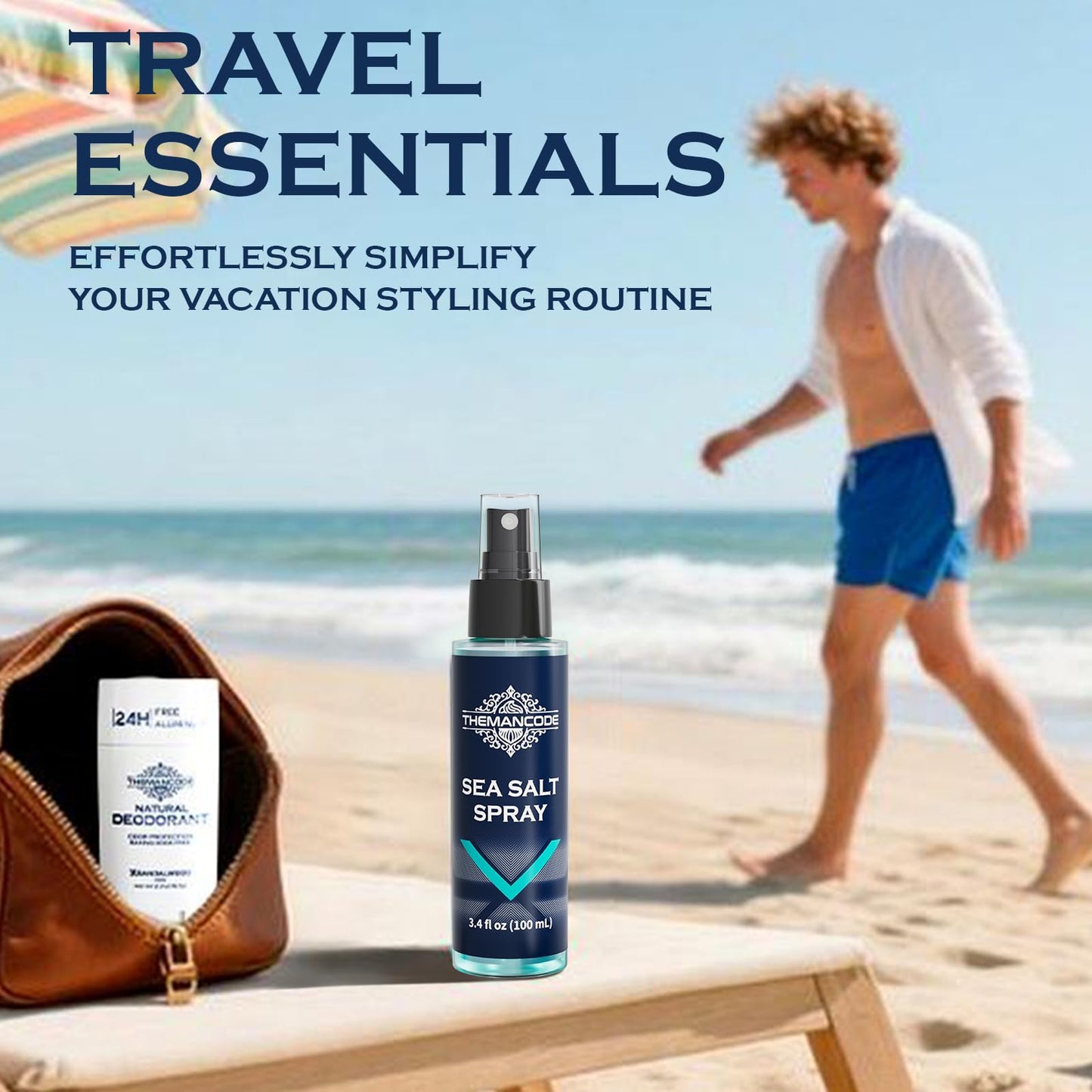 Travel size beachy hair texturizing spray bottle showing product details