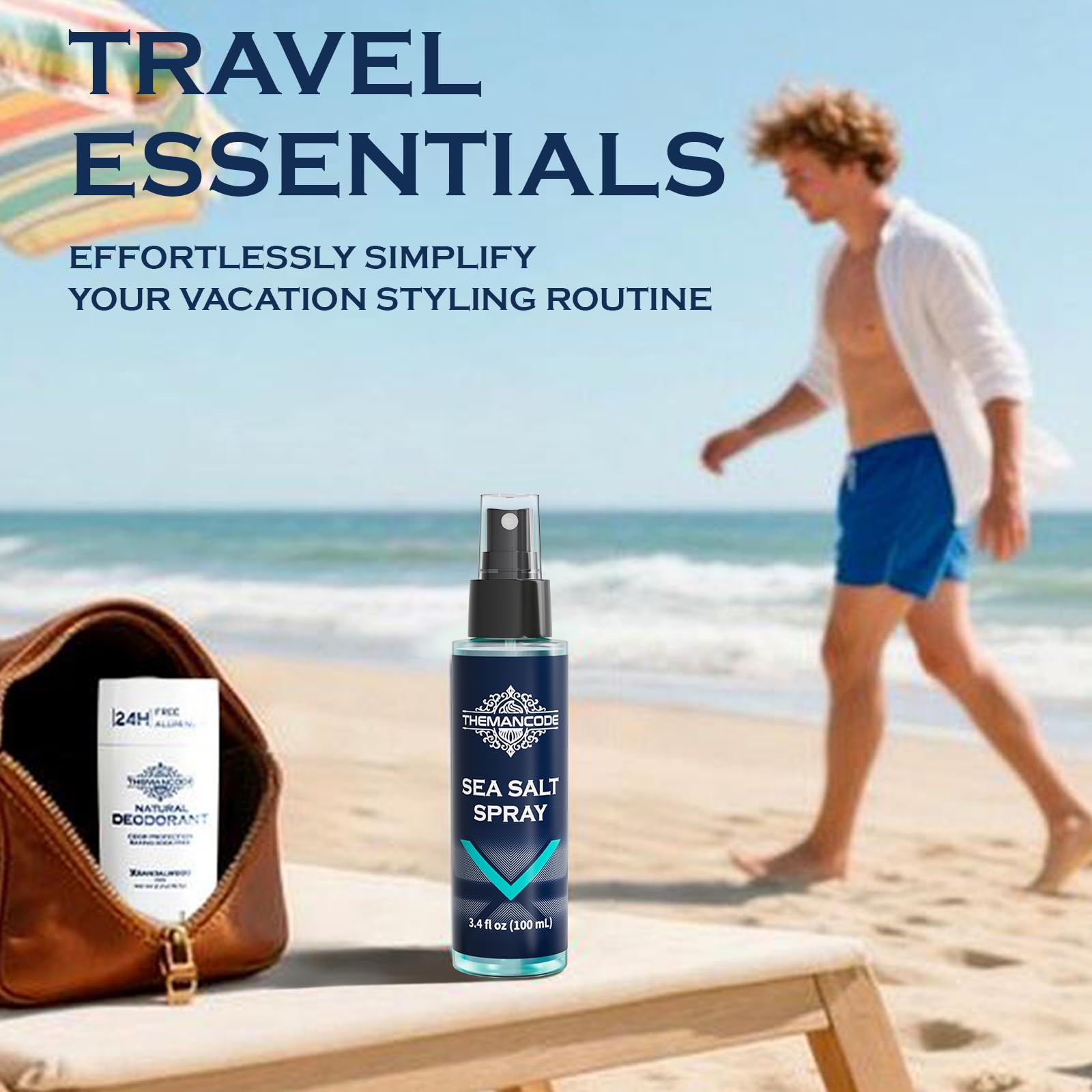 Travel size beachy hair texturizing spray bottle showing product details