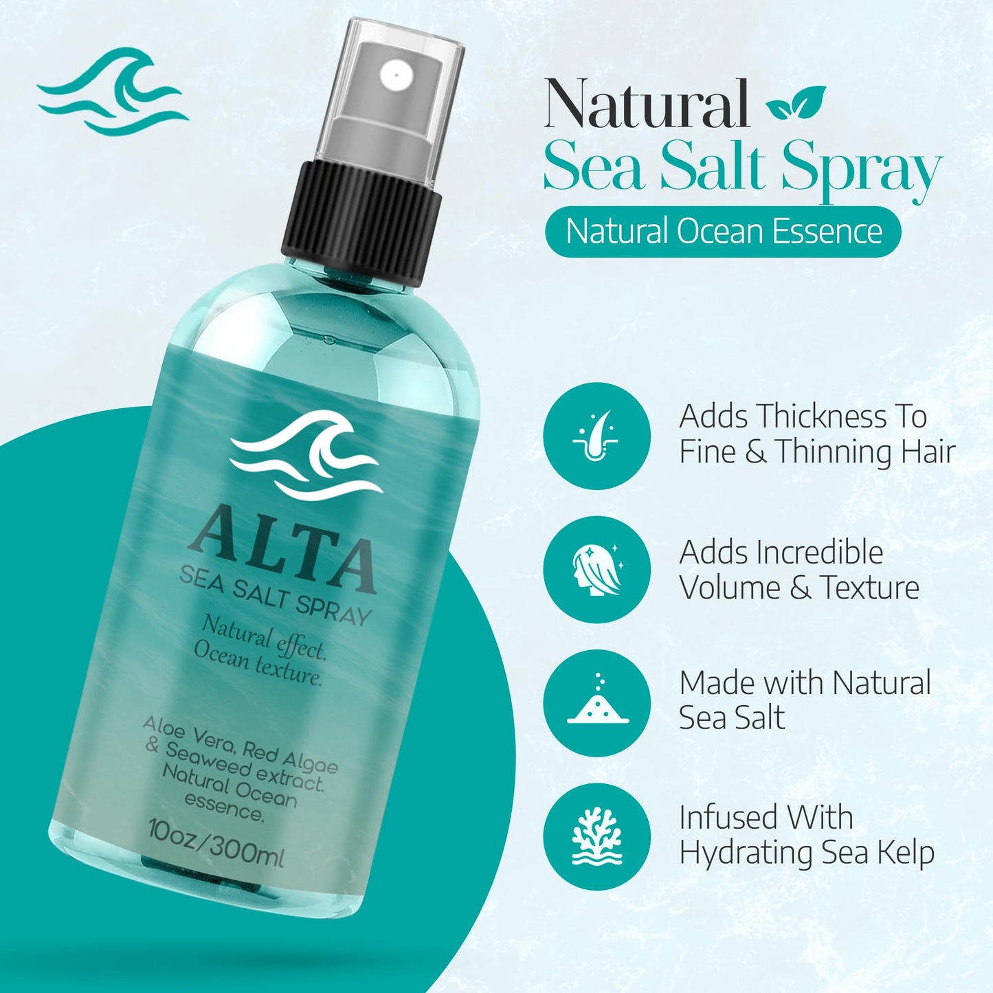 Professional salon quality sea salt spray for creating wavy hair textures