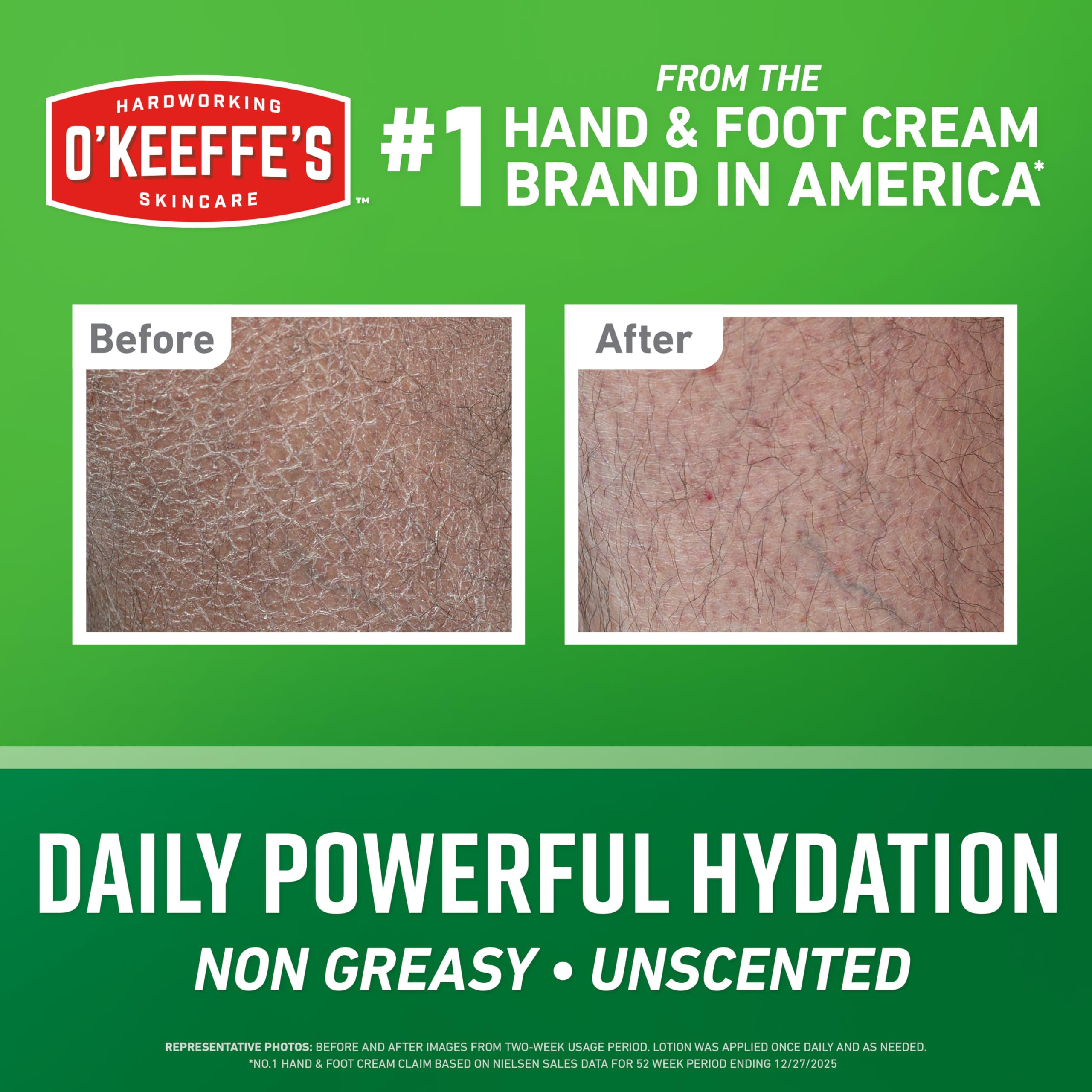 O'Keeffe's Hardworking Body Lotion packaging showing glycerin and shea butter ingredients