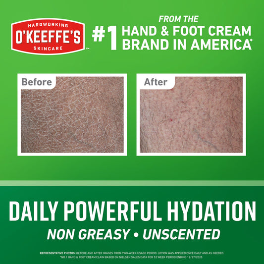 O'Keeffe's Hardworking Body Lotion packaging showing glycerin and shea butter ingredients
