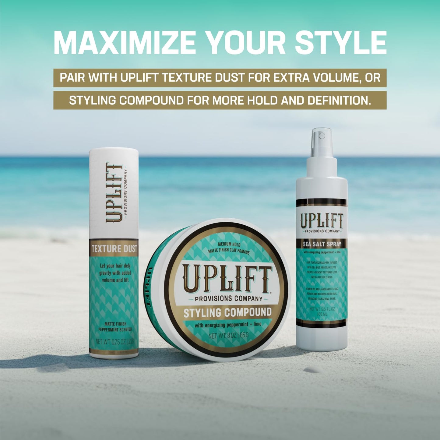 Uplift Provisions Company sea salt spray branding and logo