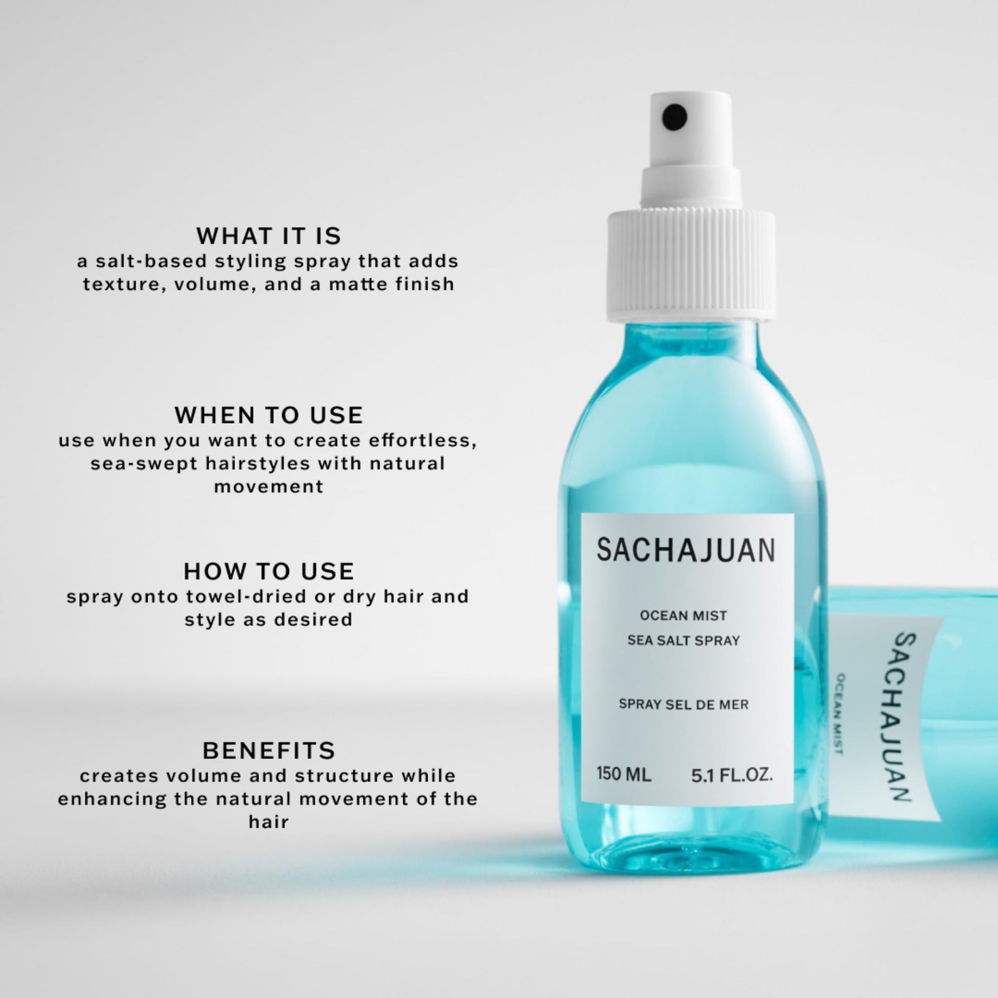 Professional hair styling spray for beach waves packaging