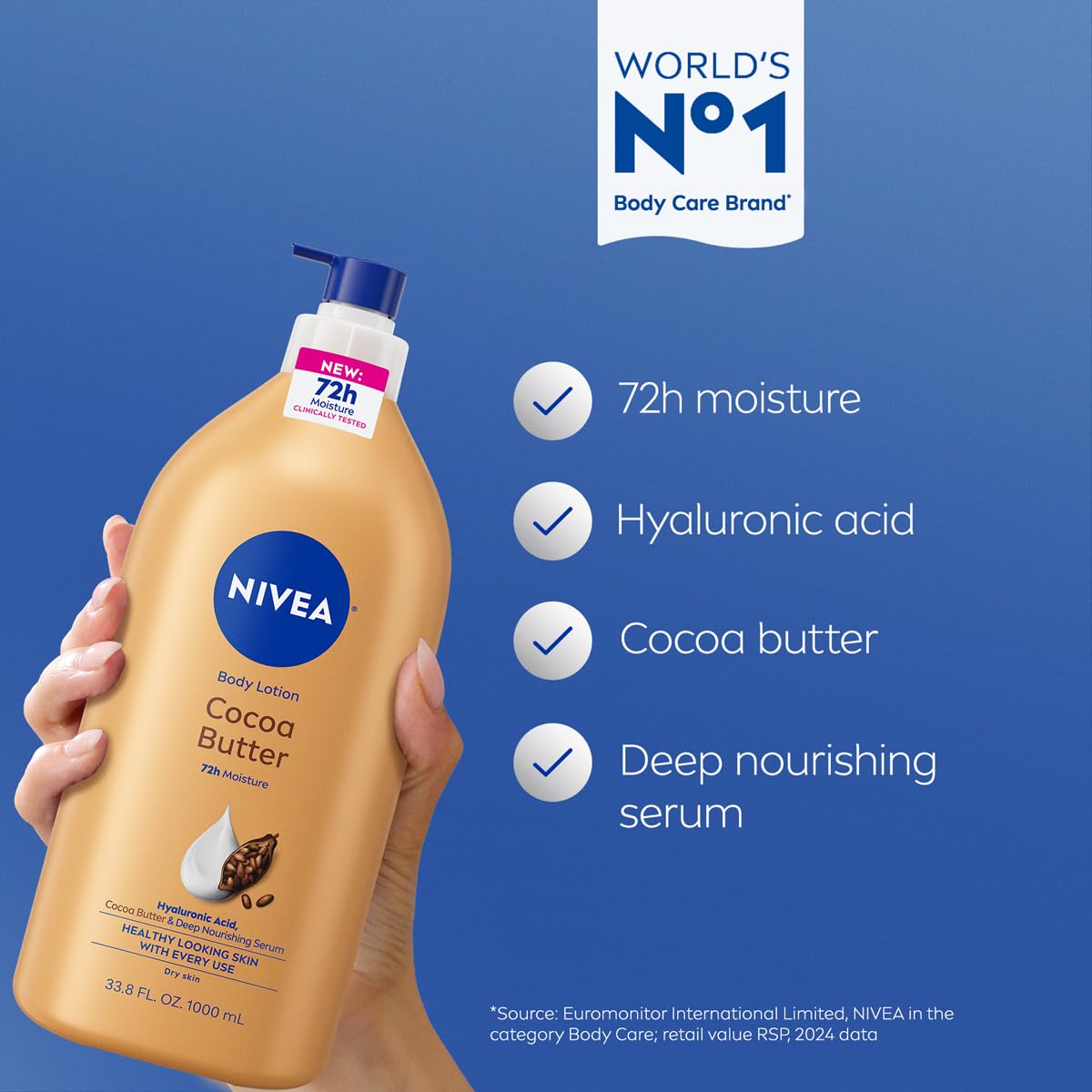 Close up of Nivea body lotion pump mechanism