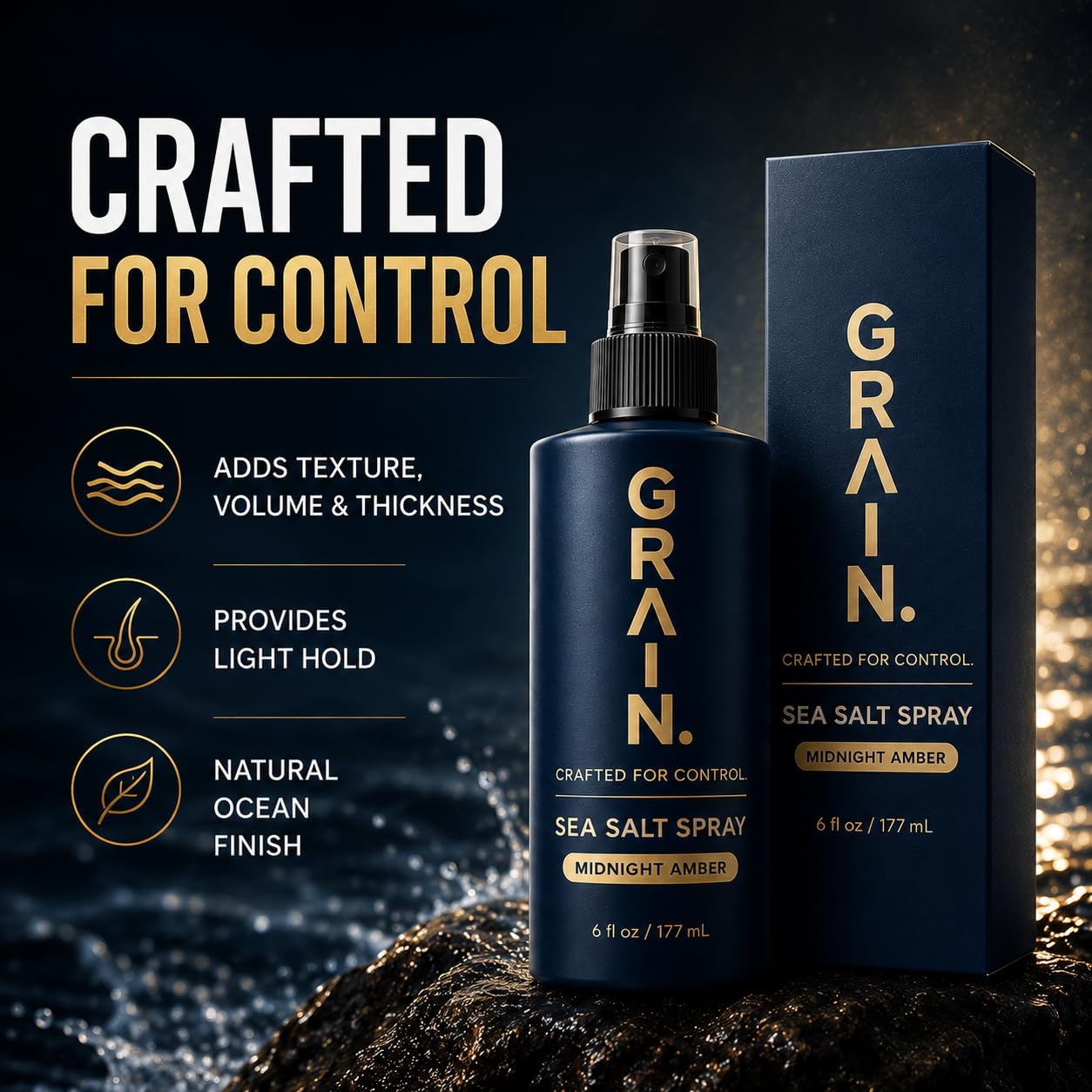Matte finish flexible hold sea salt mist for beachy waves look