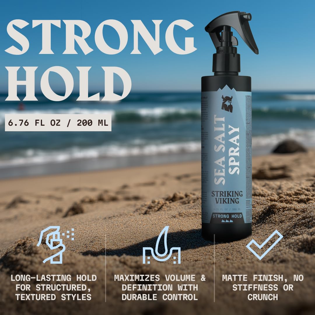 Volumizing ocean texture hair mist bottle standing upright for grooming visualization