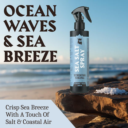 Strong hold ocean salt spray bottle illustrating professional hair care packaging