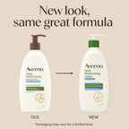 Aveeno Sheer Hydration body lotion pump detail and label