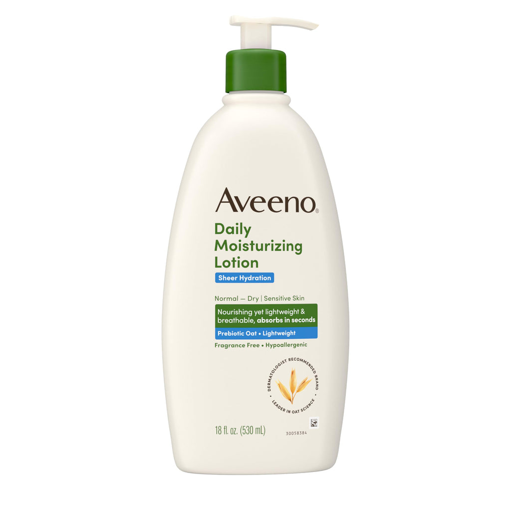 Aveeno Sheer Hydration bottle side profile showing size