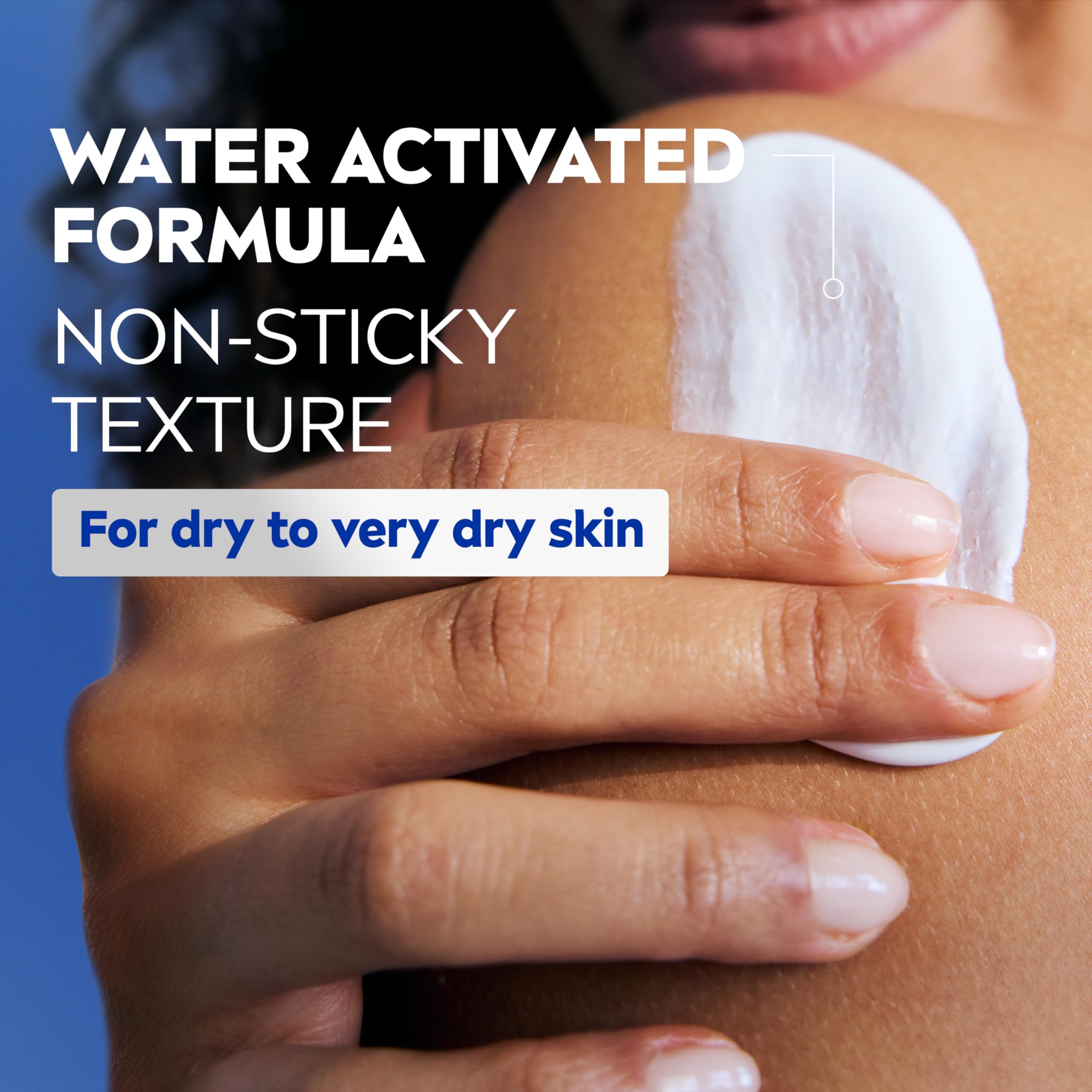 Close up of Nivea cocoa butter lotion texture for dry skin
