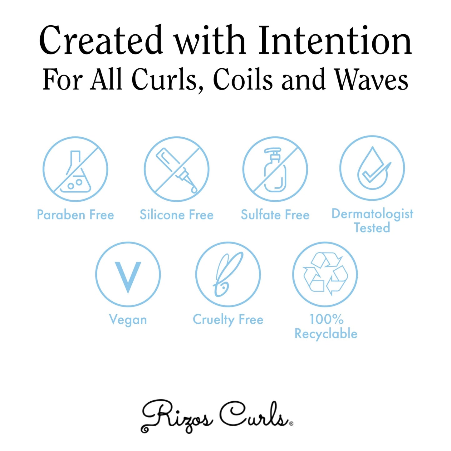 Rizos Curls sulfate free hair spray bottle showing premium nozzle design