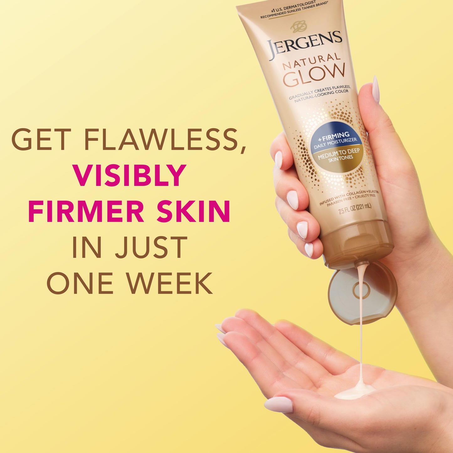 Side view of Jergens Natural Glow Firming Daily Moisturizer