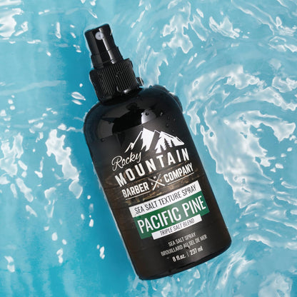 Rocky Mountain Barber Company sea salt spray lifestyle display