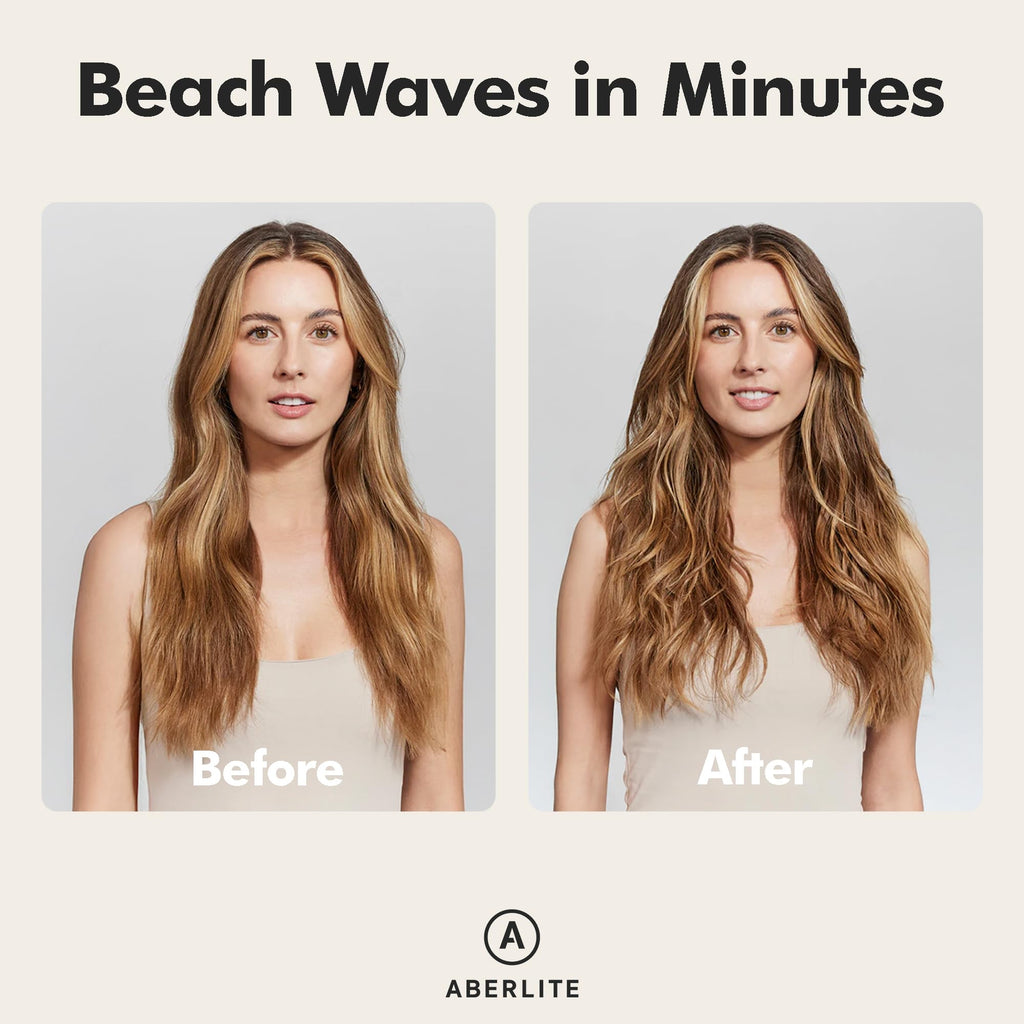 Aberlite 6 Fluid Ounces sea salt spray showing volume boosting instructions