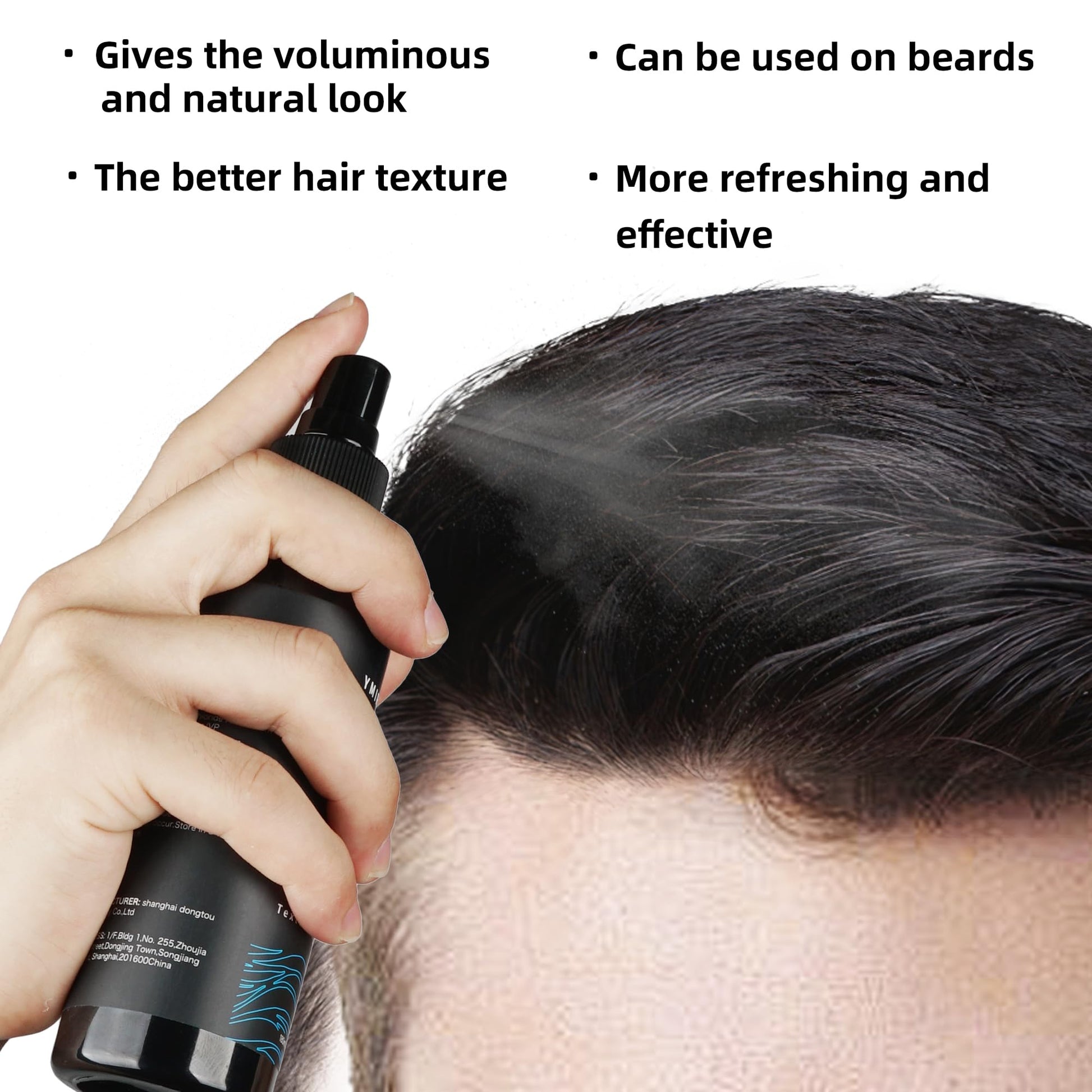 Volumizing sea salt spray product packaging for authentic USA import