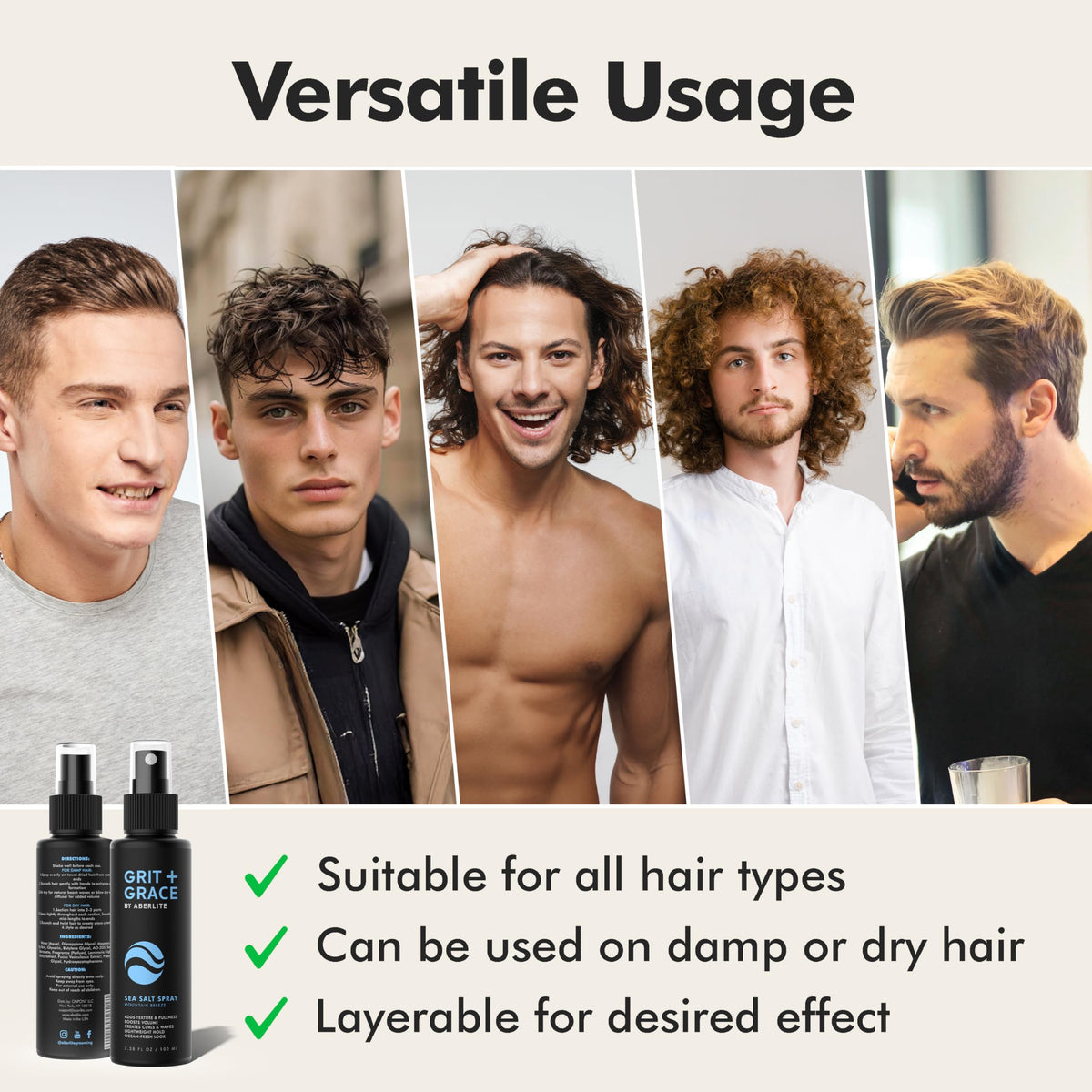 Aberlite texturizing spray demonstrating instant fullness and flexible hold