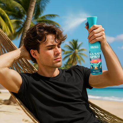 Professional styling using Brava sea salt spray for volume