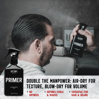 Back label of Victory Barber And Brand Primer hair tonic