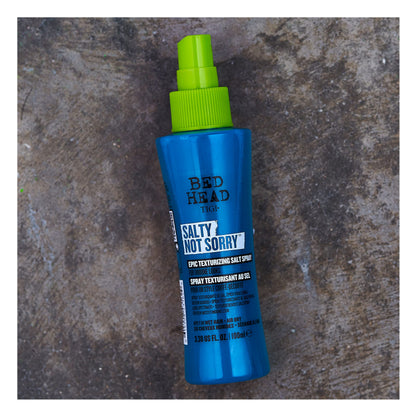 Tigi Bed Head Salty Not Sorry bottle details and branding