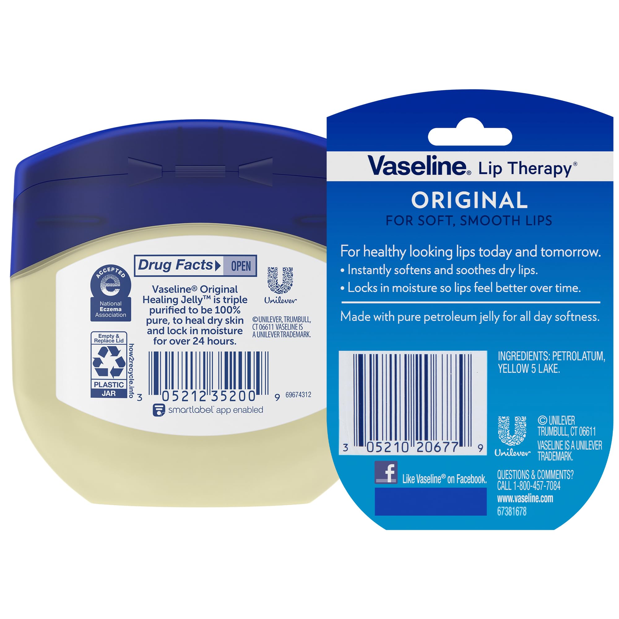 Vaseline healing jelly jar for dry skin treatment