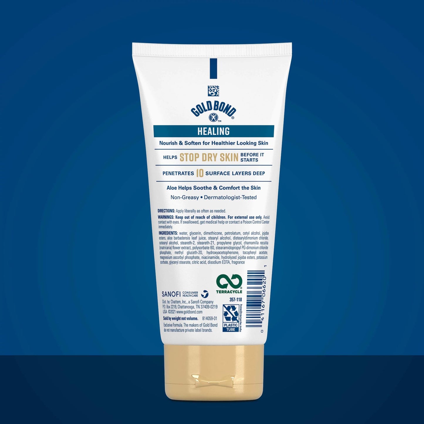 Gold Bond Healing Hydrating Lotion showing 5.5 ounce size