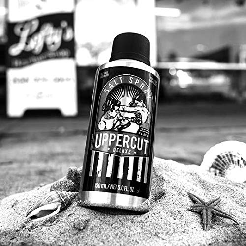 Close up of 150ml Uppercut Deluxe salt spray packaging