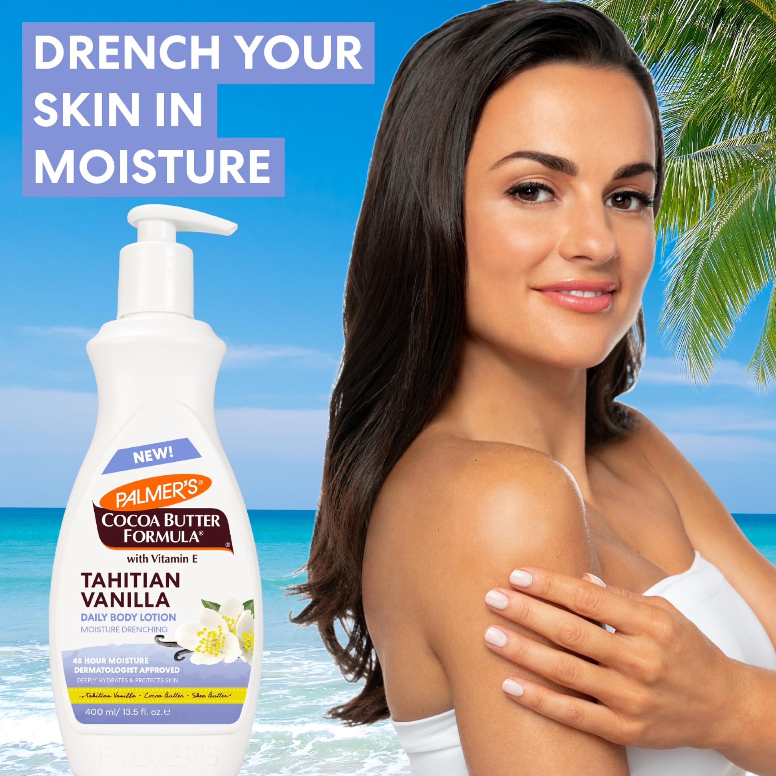 Close up view of the pump mechanism and texture information on the daily moisturizing lotion packaging