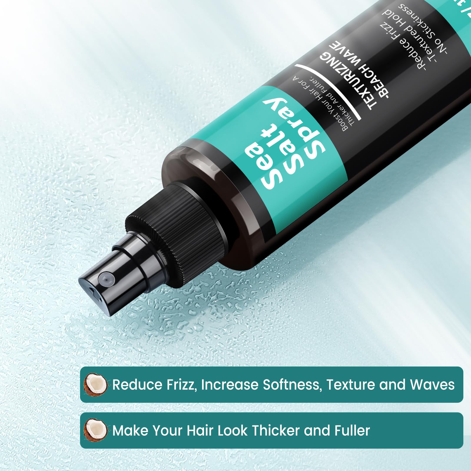 Close up of Berlaney hair texturizing spray label details