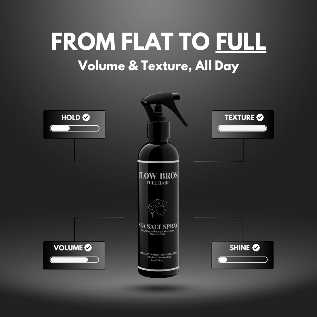 Flow Bros alcohol free hair texturizing spray 8 Ounce container for effortless waves