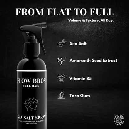 Flow Bros imported USA authentic texturizing and volumizing hair spray bottle