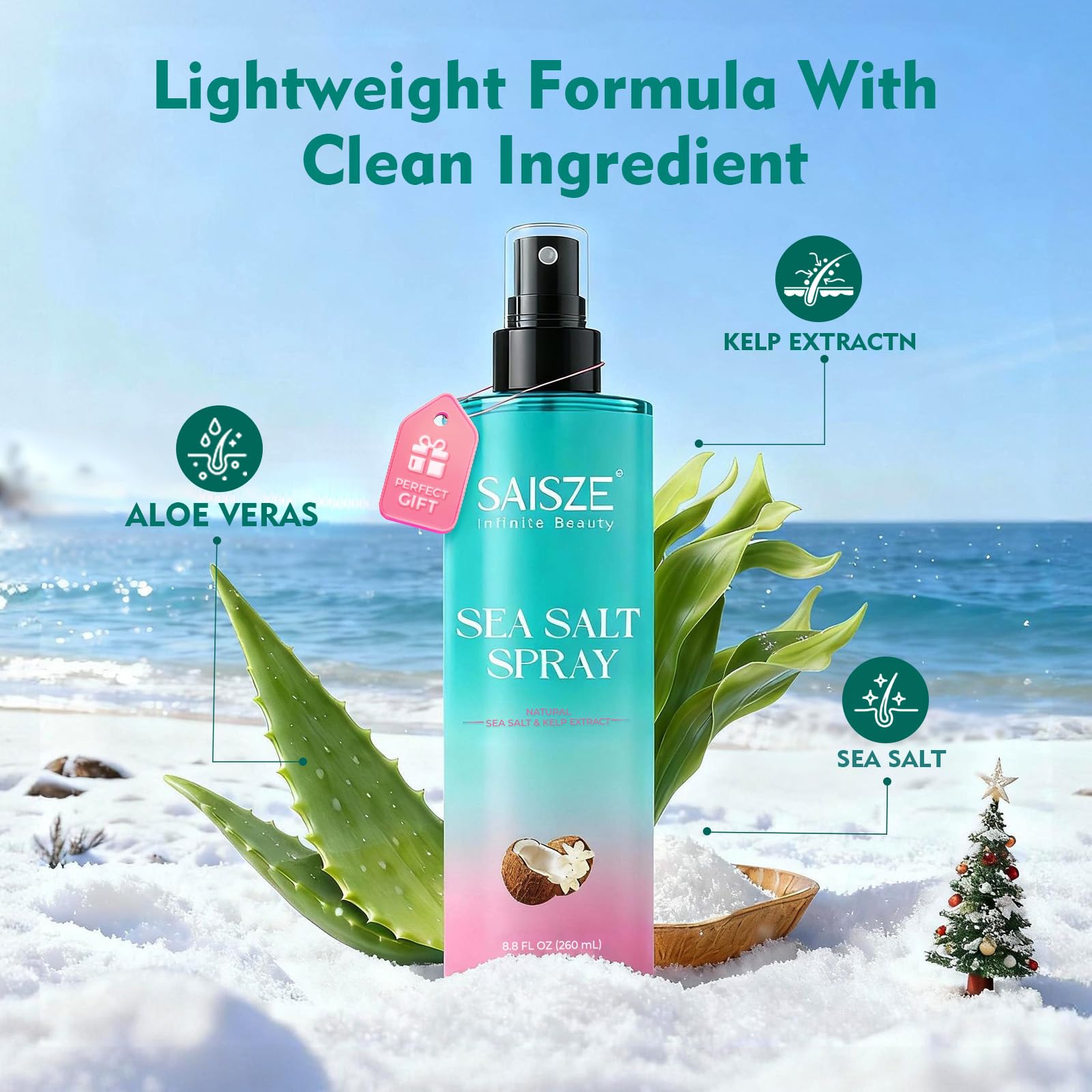 SAISZE hair styling spray travel size bottle for beach vacation