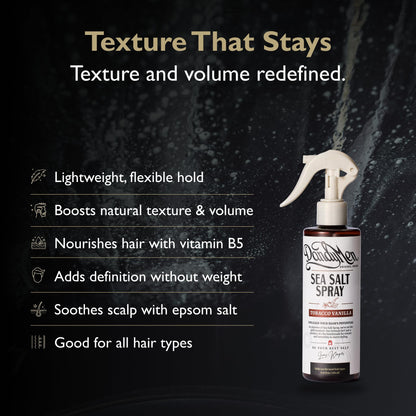 DandyMen Tobacco Vanilla hair spray bottle showcasing the premium packaging design.