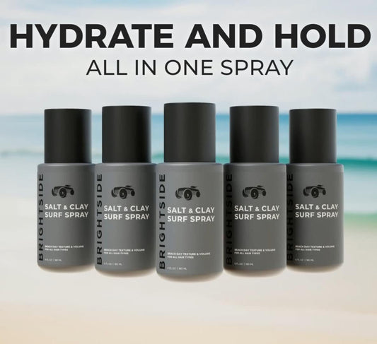 BRIGHTSIDE sea salt thickening spray bottle angle view highlighting the clean alcohol free formulation