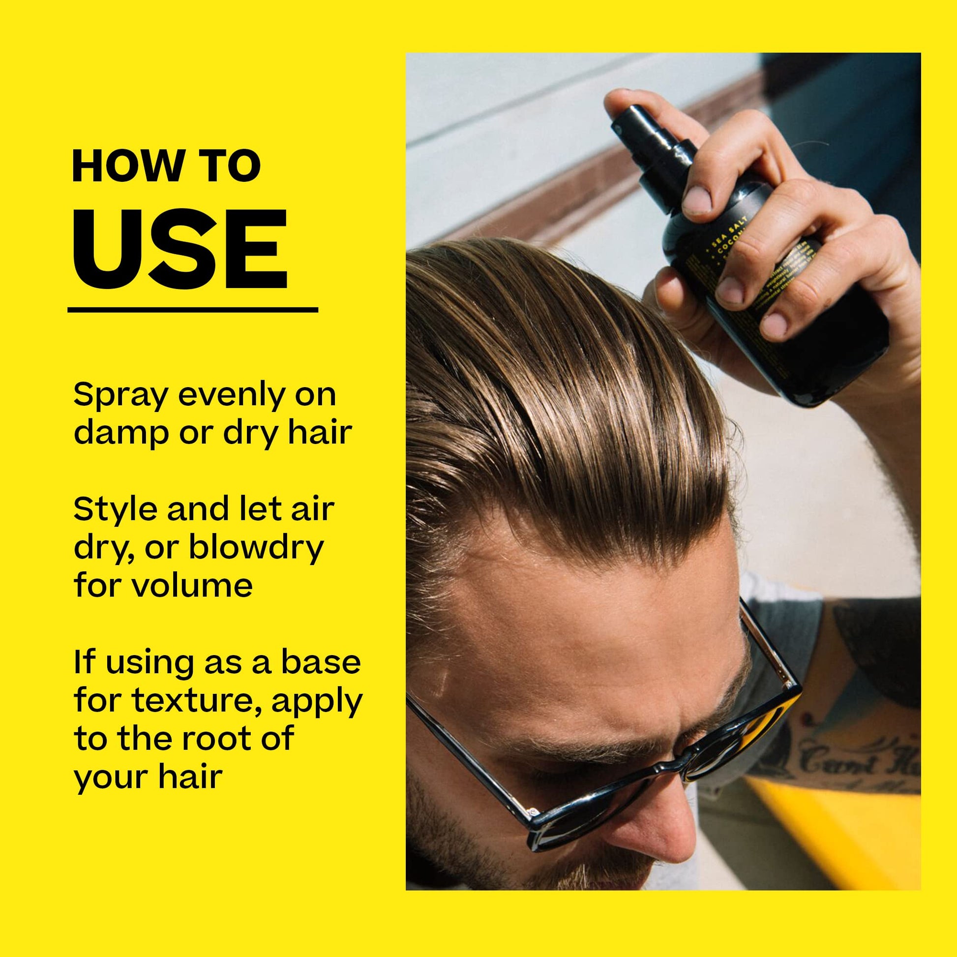 Byrd Hairdo Products branding on sea salt spray bottle