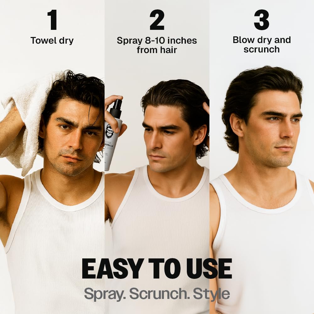 Texturizing sea salt hair spray bottle with gorilla logo