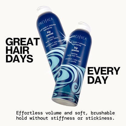 Pacifica Big Waves texture spray bottle label detail
