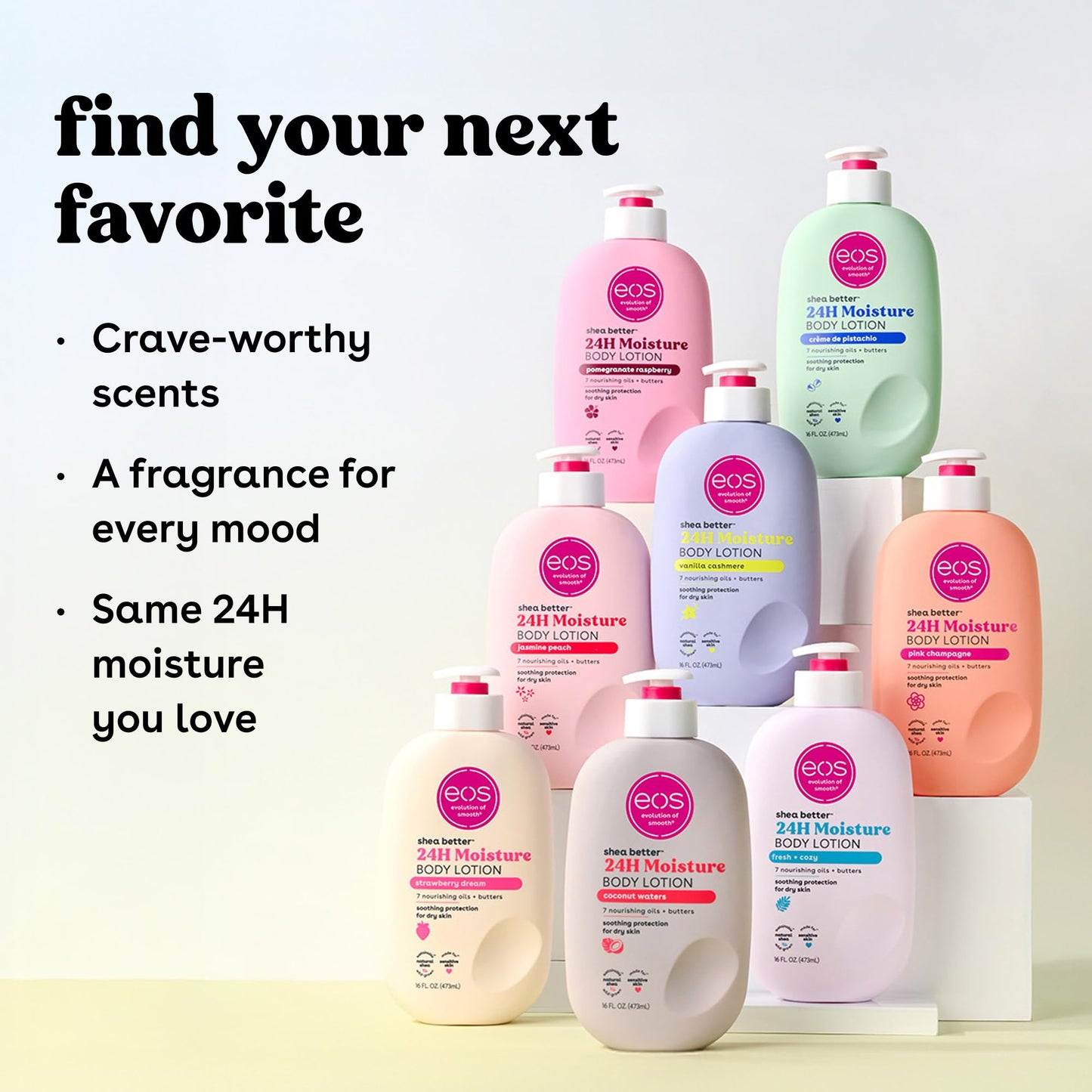 Professional studio shot of Eos moisturizing travel lotion